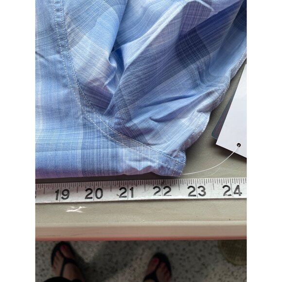 Flag and Anthem MadeFlex Mens M Blue Plaid Button Down Shirt Stretch Wicking - Picture 6 of 7